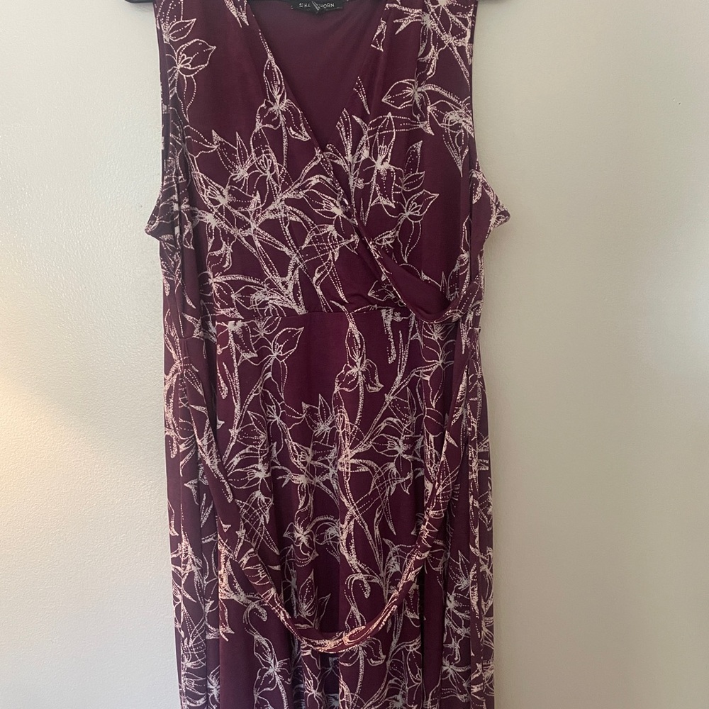 41 Hawthorn Maroon and Cream Patterned Midi Dress